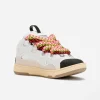 Lanvin Curb Leather and Glitter Sneakers 'White' REPS