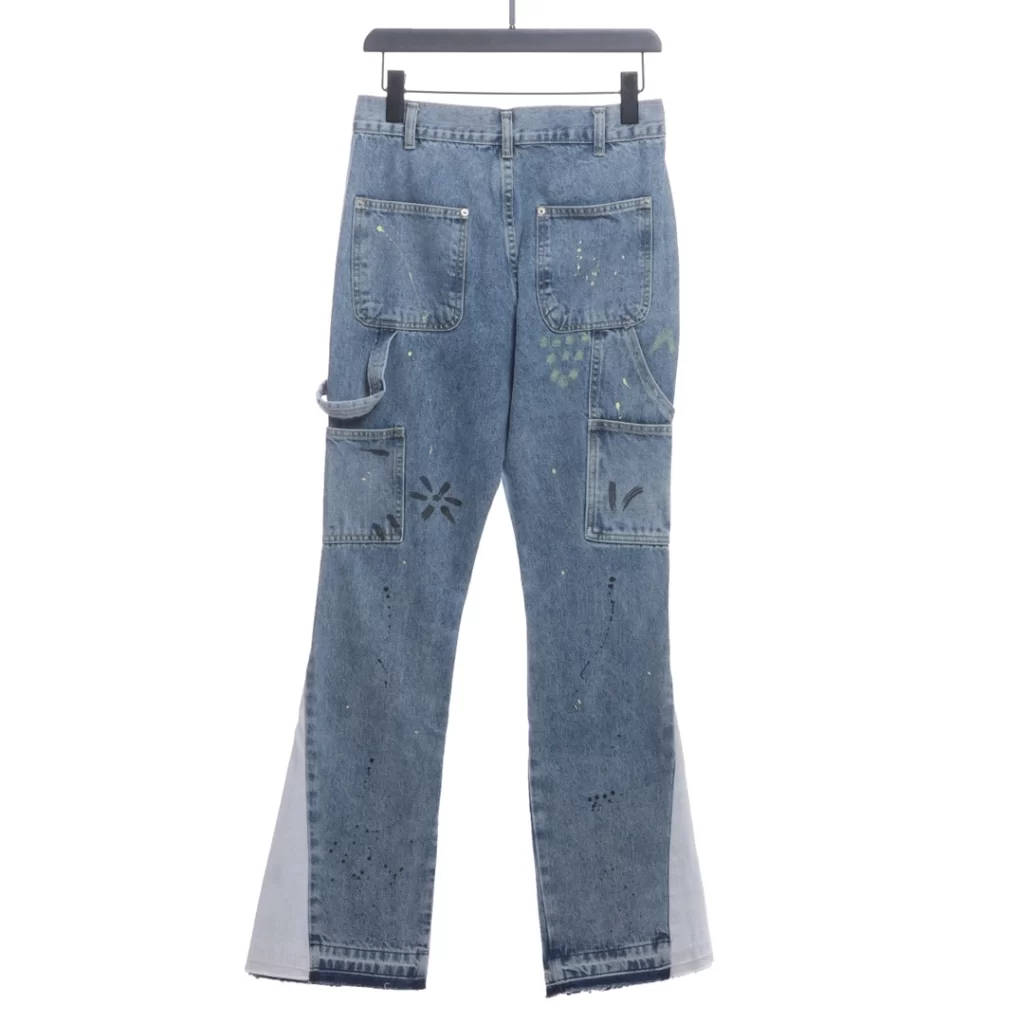 Ink splicing collision denim pants