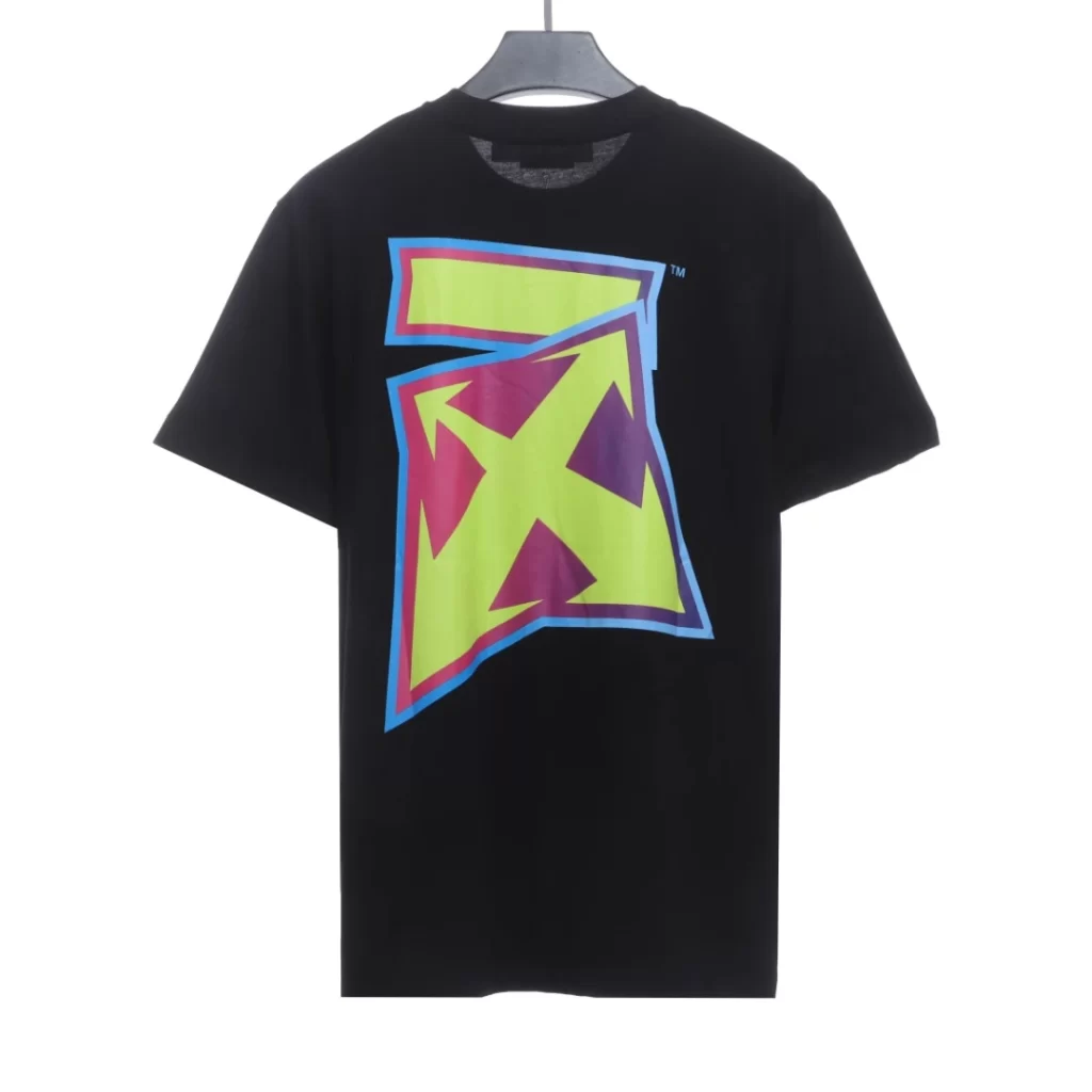 3D three-dimensional dazzling colorful graffiti arrow short sleeve