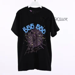 Sp5der Black 555555 Spider Web Tee