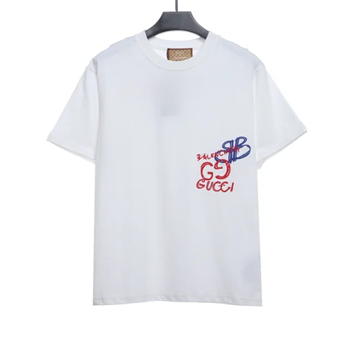 Red and Blue Embroidery Short Sleeve