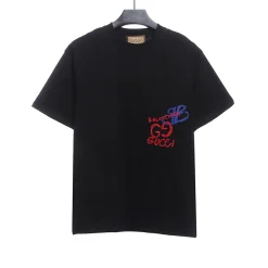 Red and Blue Embroidery Short Sleeve