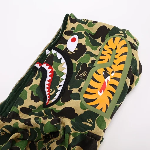 BAPE Camo Shark Full Zip Hoodie Green